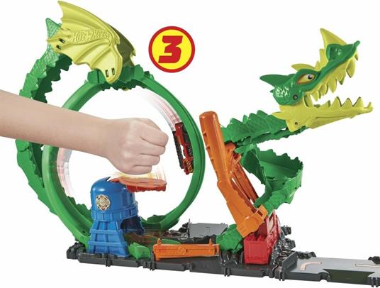 Hot Wheels-Dragone di Fuoco con 1 Veicolo Die-Cast Incluso e Stazione dei Pompieri - 10