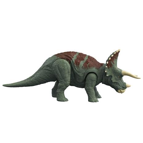 Jurassic World - Il Dominio Roar StrikersTriceratopo Erbivoro Action Figure, con ruggito, attacco a forti testate - 4
