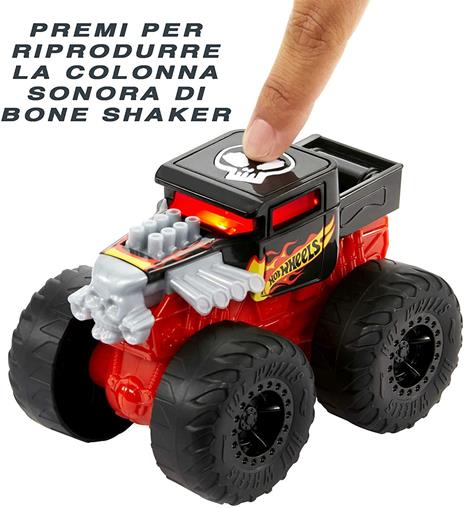 Hot Wheels - Monster Trucks Demolitore Ruggente Bone Shaker con Luci e Suoni, Giocattolo per Bambini 3+ Anni, HDX61 - 3