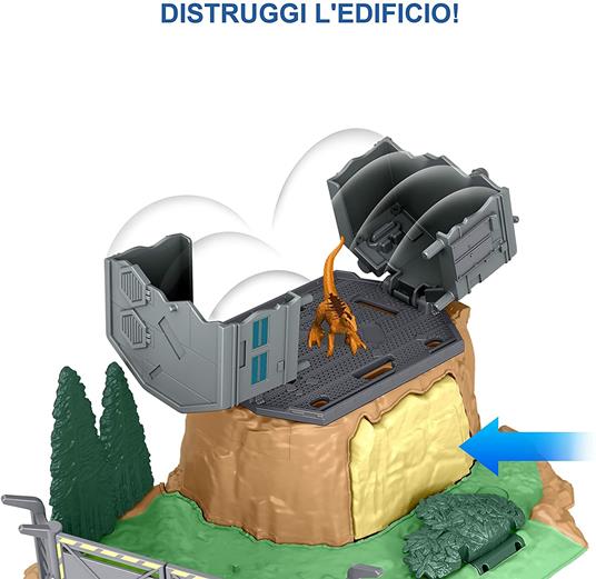 Jurassic World - MINIS PLAYSET Giant Dino Rampage Playset, Giocattolo per Bambini 4+ Anni, HFF12 - 3