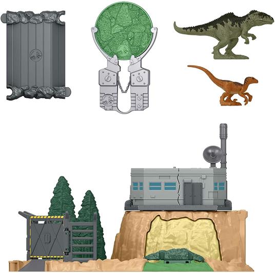 Jurassic World - MINIS PLAYSET Giant Dino Rampage Playset, Giocattolo per Bambini 4+ Anni, HFF12 - 6