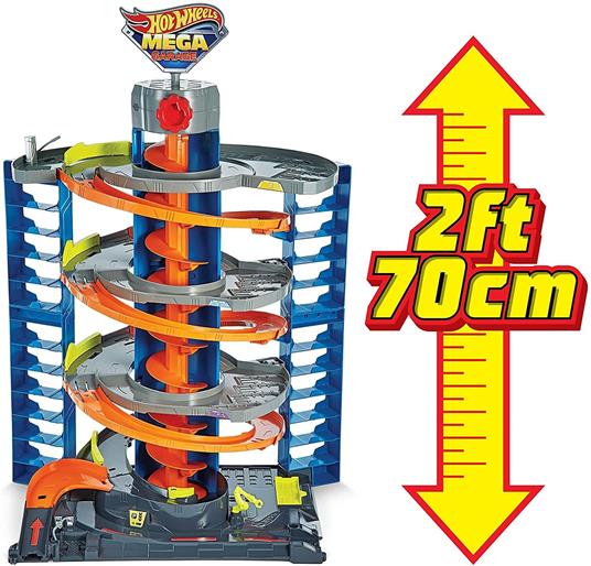 Hot Wheels- City Mega Garage Twist, Playset con Ascensore a Spirale e Oltre 6 Posti Auto, Include 1 Macchinina in Scala 1:64, Imballaggio Sostenibile, Giocattolo per Bambini 4+ Anni, HFH03 - 6