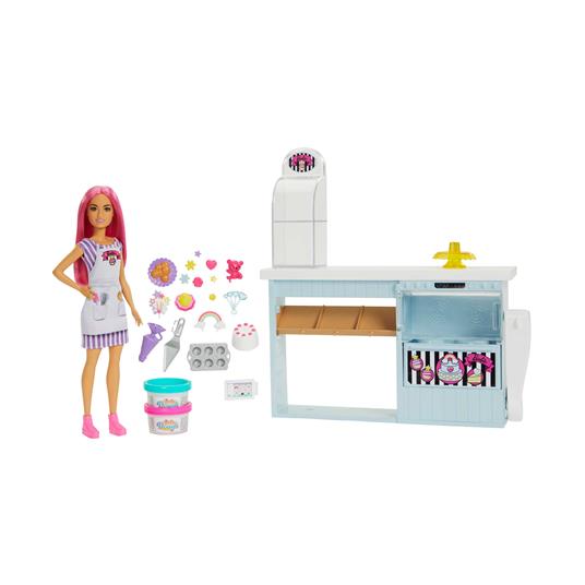 Barbie Pasticceria - Playset con Bambola e Postazione da Pasticceria - Bambola da 30 cm - Oltre 20 Accessori per Dolci - 3