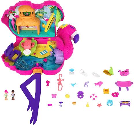 Polly Pocket - Fenicottero Mega Party Pignatta con Coriandoli e 25 Sorprese, Giocattolo per Bambini 4+ Anni, HGC41