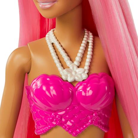 Barbie Dreamtopia, bambola dai capelli rosa e coroncina regale, con corpetto a conchiglia e la coda multicolore sfumata - 4