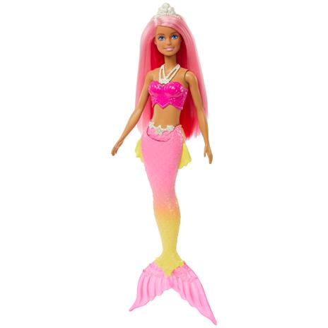Barbie Dreamtopia, bambola dai capelli rosa e coroncina regale, con corpetto a conchiglia e la coda multicolore sfumata - 5
