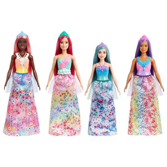 Barbie Dreamtopia - Principesse Assortimento misto di bambole con corpetto scintillante, gonna da principessa e coroncina - 2
