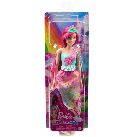 Barbie Dreamtopia Principessa, bambola con corpetto scintillante, gonna lunga con colori sfumati, dettagli floreali - 6
