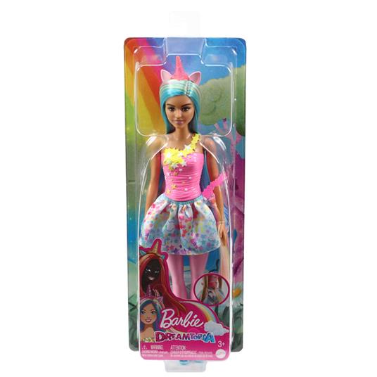 Barbie Dreamtopia, bambola dai capelli blu e rosa, il corpetto scintillante e una gonna rimovibile con stampa di nuvole - 6