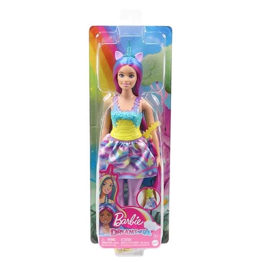 Barbie Dreamtopia, bambola dai capelli blu e viola, corpetto scintillante gonna rimovibile con stampa di nuvole e arcobaleni - 6