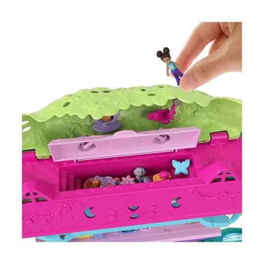 Polly Pocket - Pollyville Casa sull'Albero dei Cuccioli, playset a 5 piani, 15+ pezzi gioco: 2 bambole, veicolo, 4 animali - 6