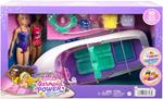 Barbie - Playset Sirene con 2 Bambole Malibu e Brooklyn e Barca Lunga 46+ cm con Fondo Trasparente per 4 Bambole, Accessori Inclusi, Giocattolo per Bambini, 3+ Anni, HJK58