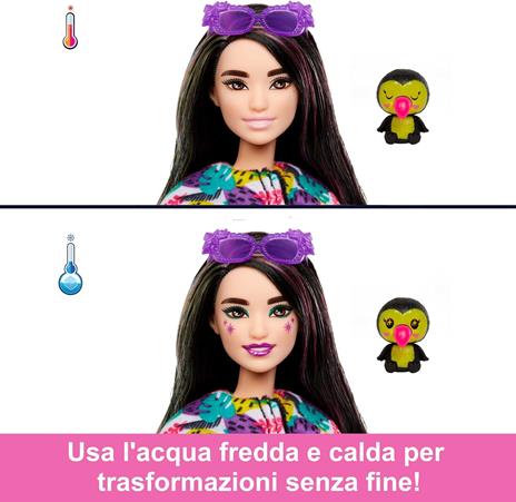 Barbie  barbie cutie reveal tucano, serie amici della giungla, bambola con costume da tucano di peluche - 3