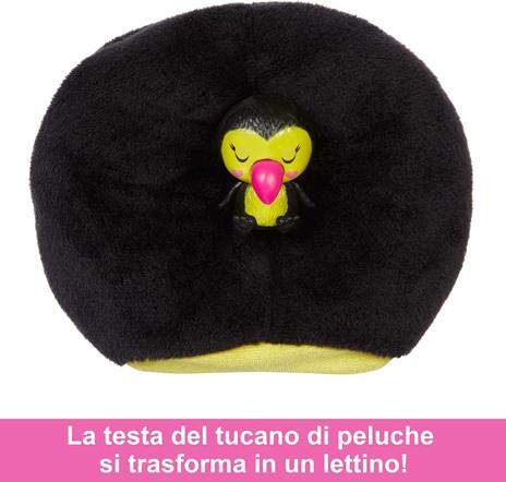 Barbie  barbie cutie reveal tucano, serie amici della giungla, bambola con costume da tucano di peluche - 5