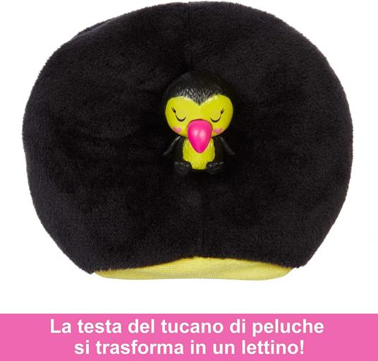 Barbie  barbie cutie reveal tucano, serie amici della giungla, bambola con costume da tucano di peluche - 5