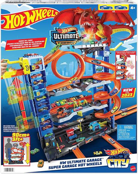 Hot Wheels City Mega Garage Playset Con 2 Macchinine Die-Cast, Box Per Riporre Oltre 50 Macchinine - 6