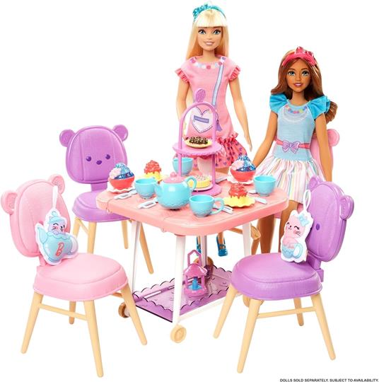 Barbie la mia prima barbie, set servizio da tè, playset con 18+ accessori e due gattini di peluche inclusi, 3+ anni - 3