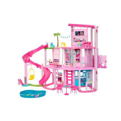 Barbie  casa dei sogni di barbie, playset casa delle bambole con piscina, scivolo a 3 piani, ascensore