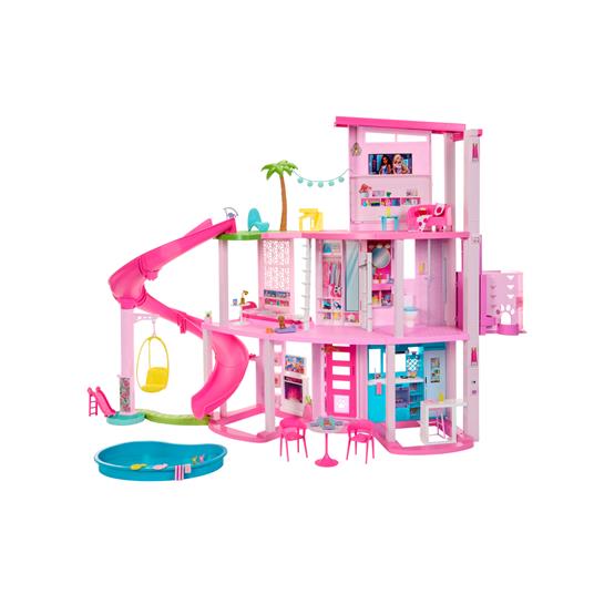 Barbie  casa dei sogni di barbie, playset casa delle bambole con piscina, scivolo a 3 piani, ascensore