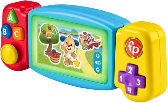 Fisher-price  console gira e impara, videogioco finto per bambini ai primi passi, con luci, suoni e canzoni educative