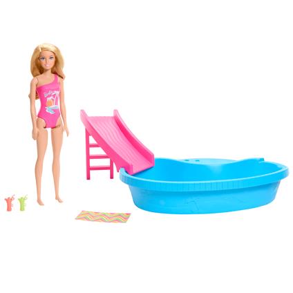 Playset Barbie Piscina Con Bambola Barbie E Accessori  Hrj74