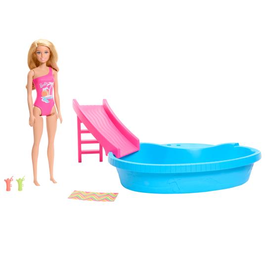 Playset Barbie Piscina Con Bambola Barbie E Accessori  Hrj74