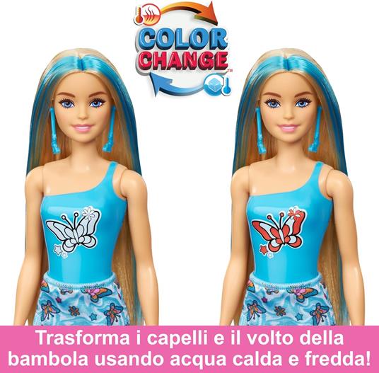 Barbie Color Reveal - Bambole Trendy con Corpetto Cambia Colore e 6 Accessori a Sorpresa da Scoprire - 4