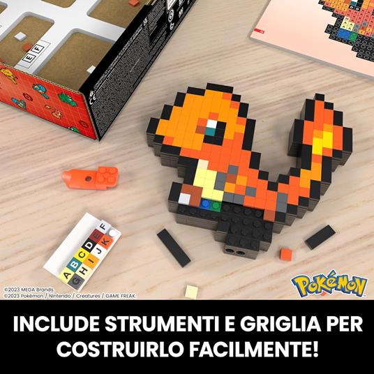 Mega Pokémon Showcase - Charmander, Set in Stile retrò pixelato da Costruire con 349 Pezzi - 3