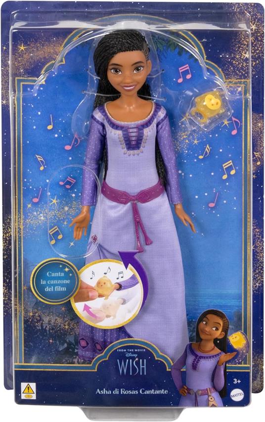 Disney Wish, Asha di Rosas Cantante, bambola abito rimovibile personaggio Star incluso, canta canzone film Wish in italiano - 6