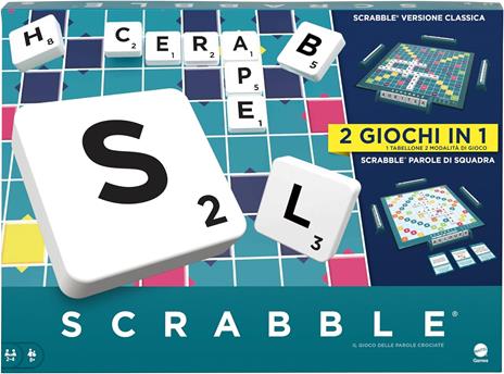 Mattel Games Scrabble - Il gioco da tavolo delle parole, nuova versione con doppio tabellone e modalità Parole di Squadra