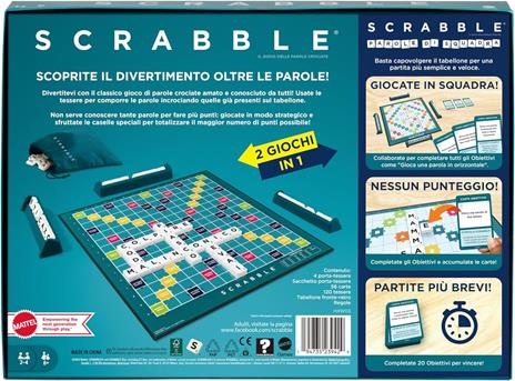 Mattel Games Scrabble - Il gioco da tavolo delle parole, nuova versione con doppio tabellone e modalità Parole di Squadra - 4