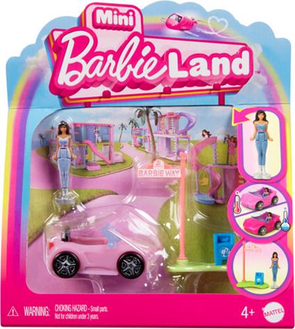 Bambole-Mini Barbieland Ca, 1 veicolo cambia colore, 1 mini figure-Mattel- Eta 4 +
