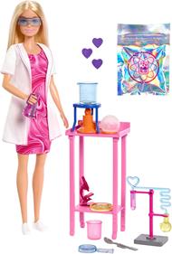 Barbie Carriere - Scienziata, set bambola bionda con camice bianco da laboratorio e accessori inclusi, 3+ anni, JCR70
