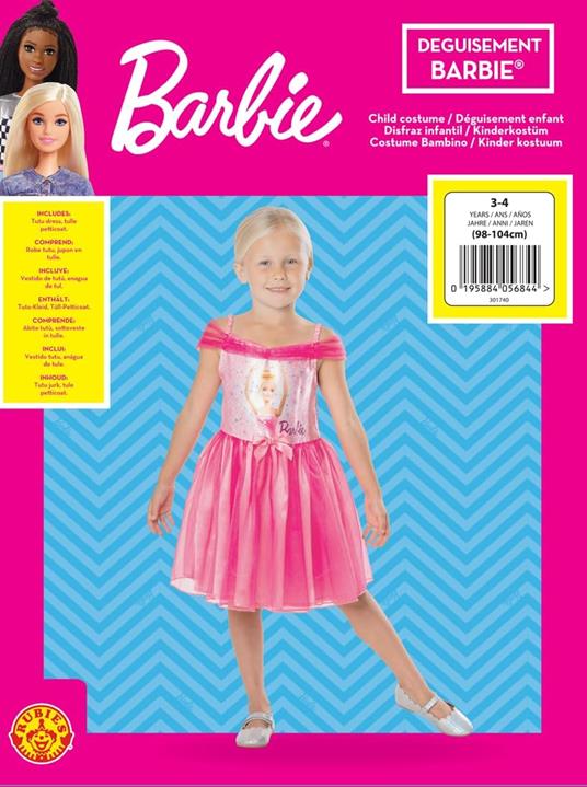Costume Barbie Ballerina 3-4 Anni/ 98-104cm (301740-S) - 2