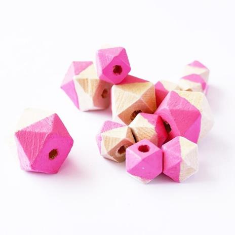 Perline di legno Diamante - rosa
