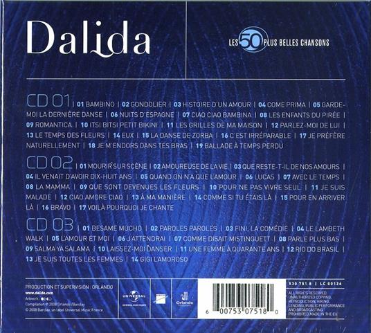Les 50 plus belles chansons - CD Audio di Dalida - 2