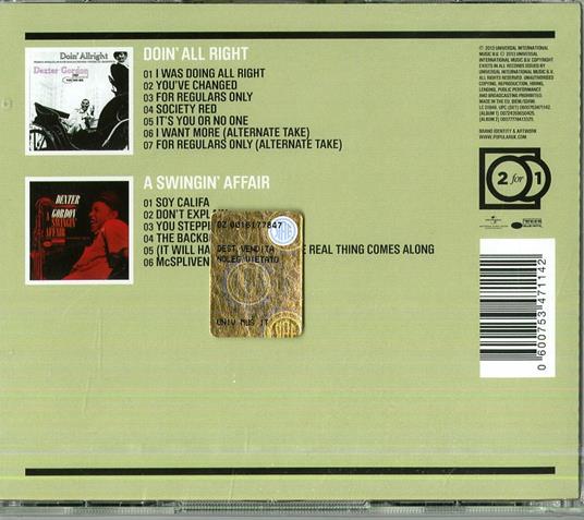 Doin' All Right - A Swingin' Affair - CD Audio di Dexter Gordon - 2