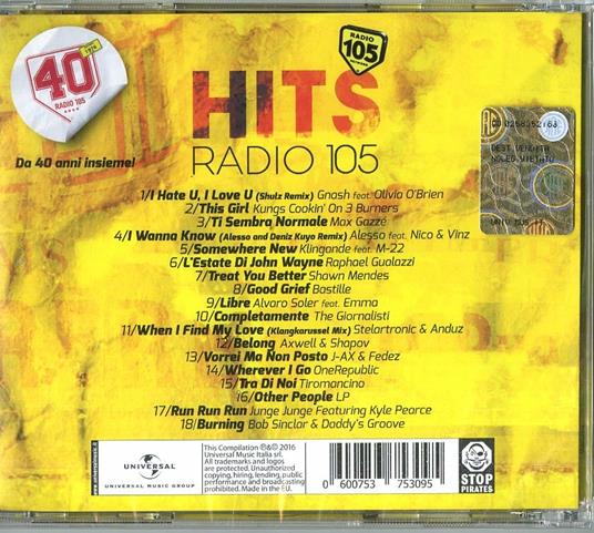 Radio 105 Hits - CD Audio - 2