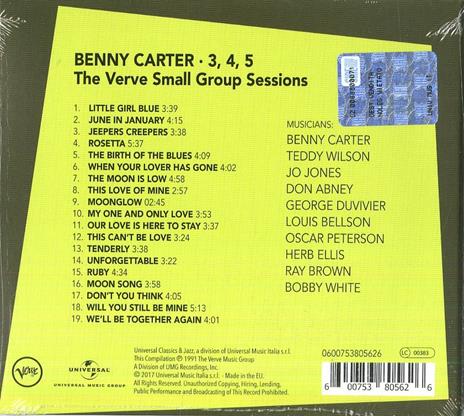 3, 4, 5 The Verve Small Group Sessions - CD Audio di Benny Carter - 2