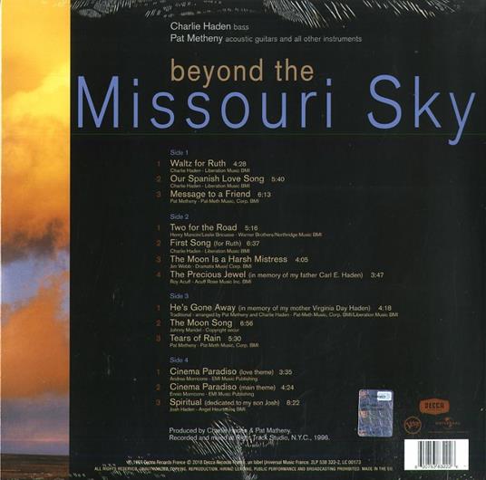Beyond the Missouri Sky (180 gr.) - Vinile LP di Charlie Haden,Pat Metheny - 2