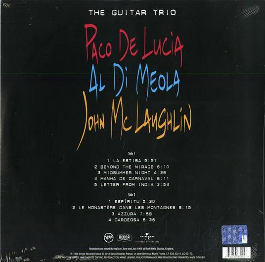 Guitar Trio (180 gr.) - Vinile LP di Paco De Lucia,Al Di Meola,John McLaughlin - 2