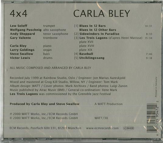4x4 - CD Audio di Carla Bley - 2