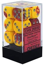 Chessex Gemini 16mm D6 with Pips Dice Blocks 12 Dice - Red-Yellow (Dadi)