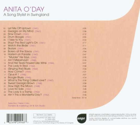 A Song Stylist in Swingland - CD Audio di Anita O'Day - 2