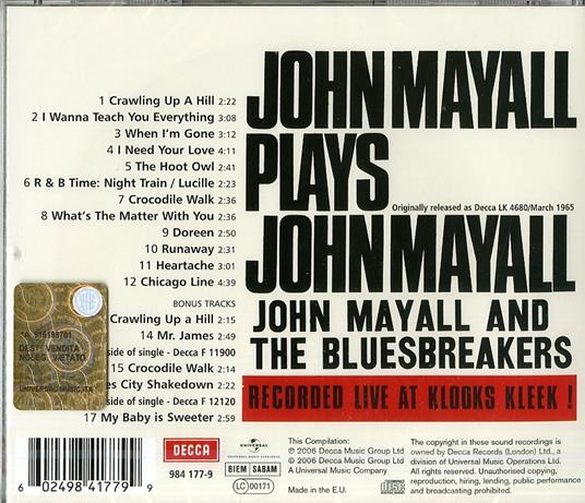 John Mayall plays John Mayall (Remastered + 5 Bonus Tracks) - CD Audio di John Mayall - 2
