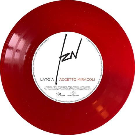 Accetto miracoli (Red Coloured Vinyl) - Vinile 7'' di Tiziano Ferro - 2
