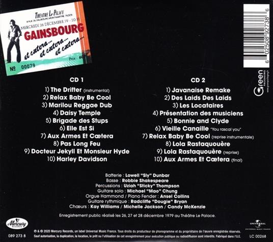 Enregistrement Public Au Theatre Le Palace - CD Audio di Serge Gainsbourg