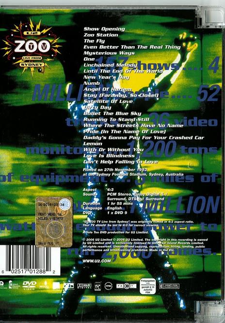 U2. Zoo Tv Live from Sydney (DVD) - DVD di U2 - 2