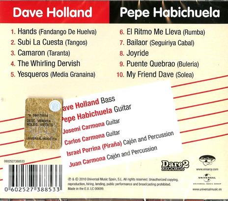 Hands - CD Audio di Dave Holland,Pepe Habichuela - 2