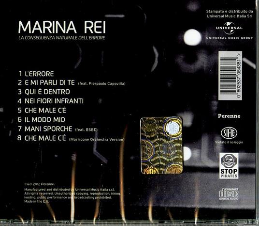 La conseguenza naturale dell'errore - CD Audio di Marina Rei - 2